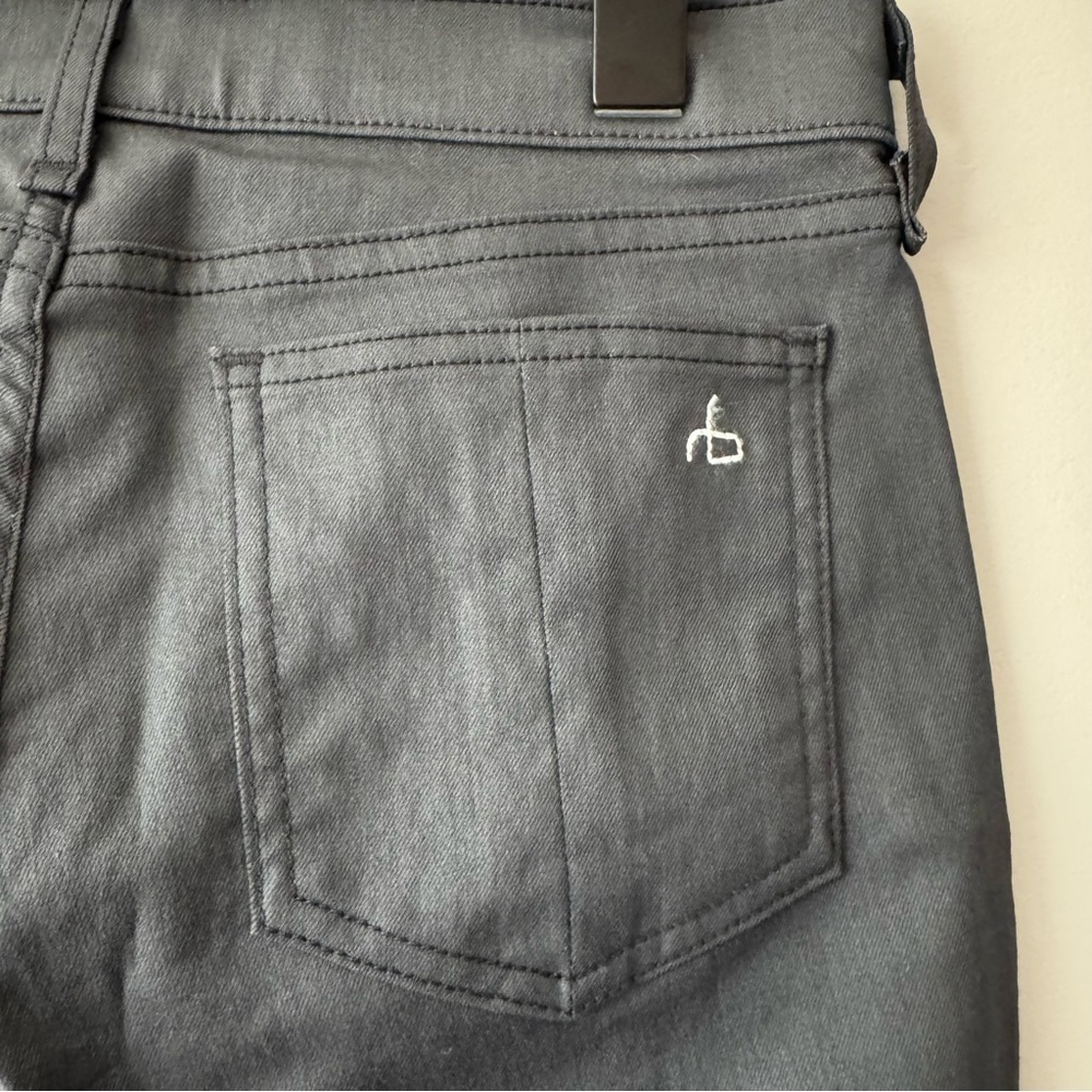 RAG & BONE ZIP ANKLE COATED SKINNY JEANS DARK GRAY ALMOST BLACK SIZE 27 - Picture 5 of 10